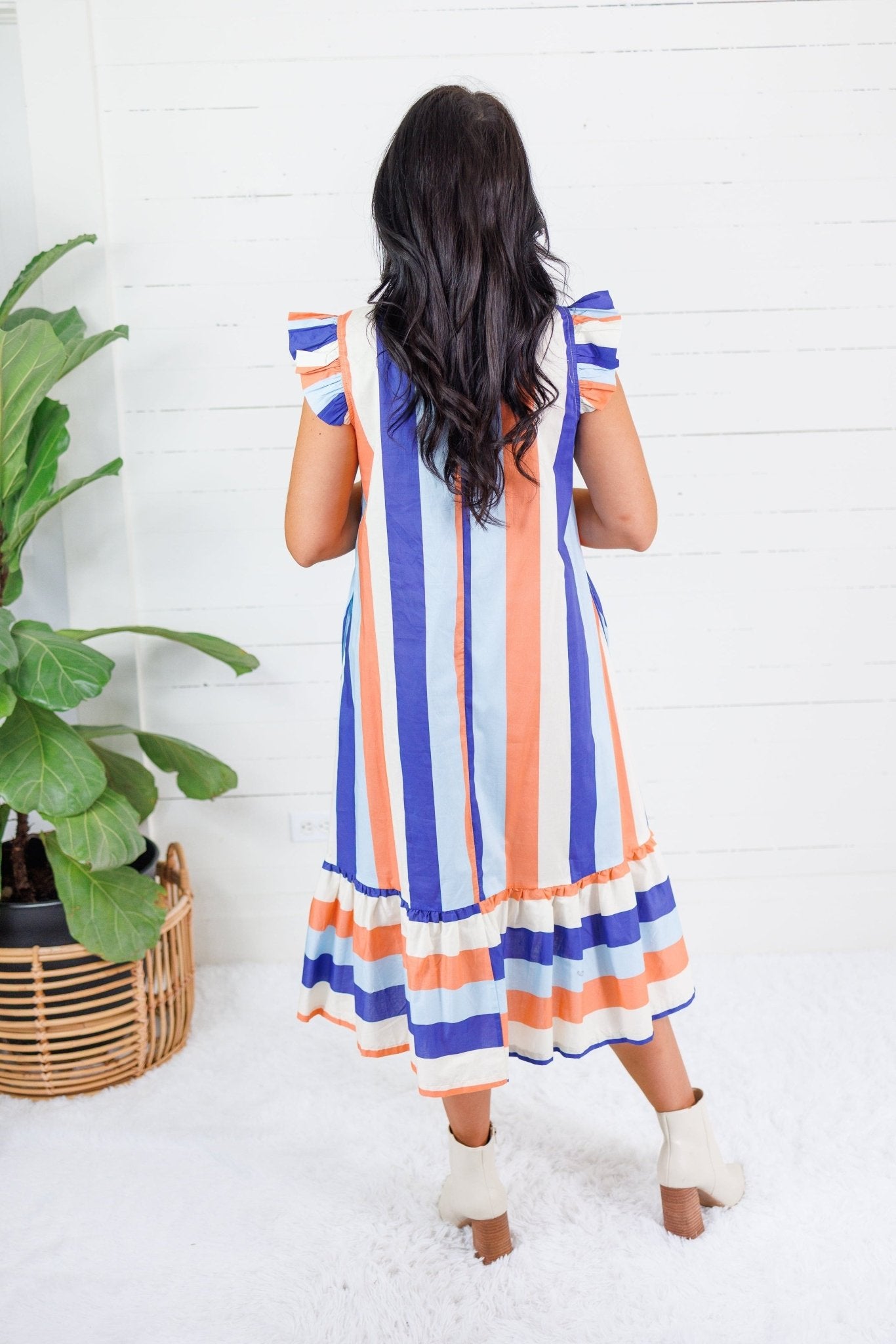 Charlotte Blue + Sherbet Stripe Maxi Dress Glam