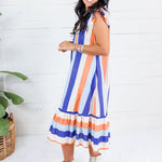 Charlotte Blue + Sherbet Stripe Maxi Dress Glam