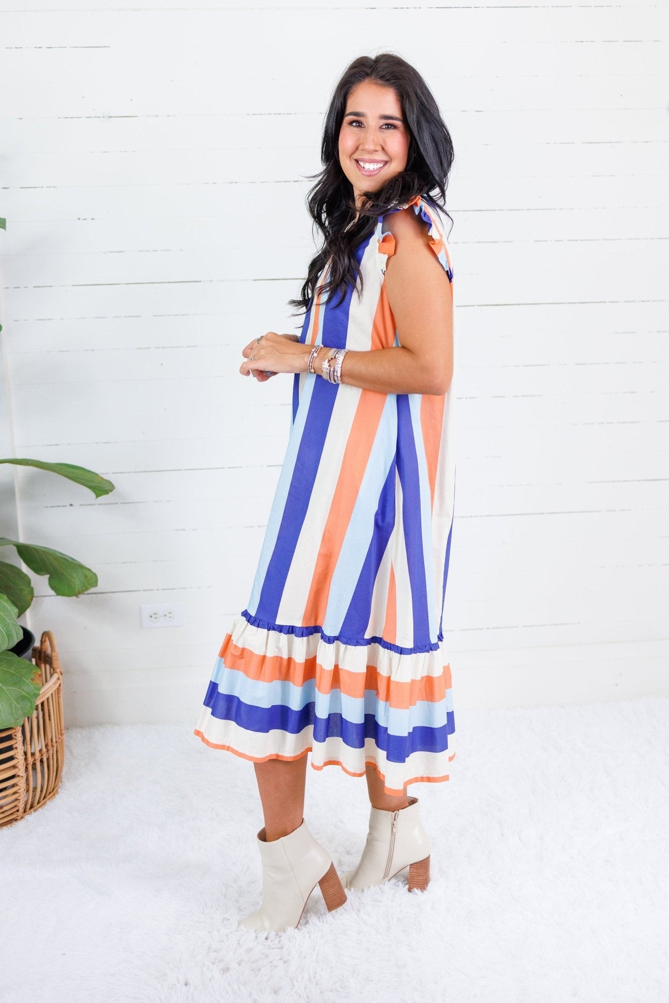 Charlotte Blue + Sherbet Stripe Maxi Dress Glam