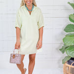 Charlotte Lime Seersucker Mini Dress Adrienne