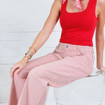 Charlotte Red + Ivory Stripe Wide Leg Jean Kut