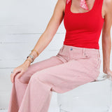Charlotte Red + Ivory Stripe Wide Leg Jean Kut