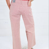 Charlotte Red + Ivory Stripe Wide Leg Jean Kut