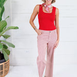 Charlotte Red + Ivory Stripe Wide Leg Jean Kut
