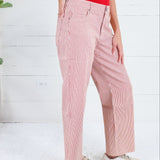 Charlotte Red + Ivory Stripe Wide Leg Jean Kut