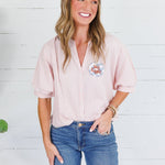 Chloe Coral Pinstripe Dolman Sleeve Top Allie Rose