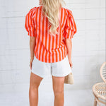 Chloe Coral Stripe Top Karlie