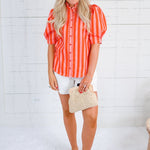 Chloe Coral Stripe Top Karlie