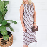 Chloe Lavender Check Silky Column Dress Lucy Paris