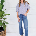 Chloe Navy Pinstripe Dolman Sleeve Top Allie Rose