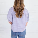 Chloe Navy Pinstripe Dolman Sleeve Top Allie Rose