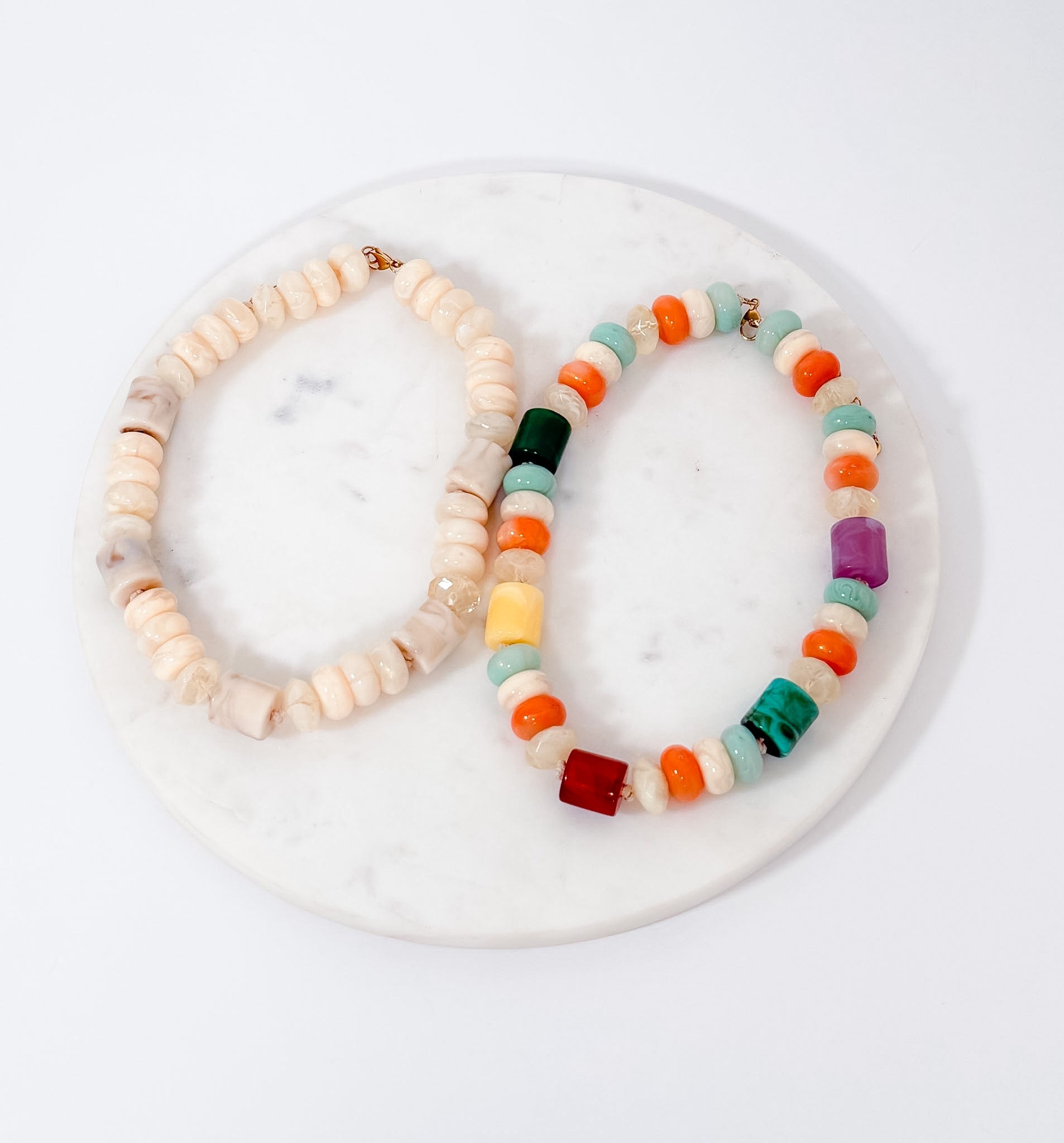 Chunky Marble Resin Beaded Necklace - A3 Accessories - Jewelry - Clover + Bee