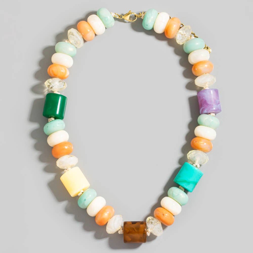 Chunky Marble Resin Beaded Necklace - A3 Accessories - Jewelry - Clover + Bee