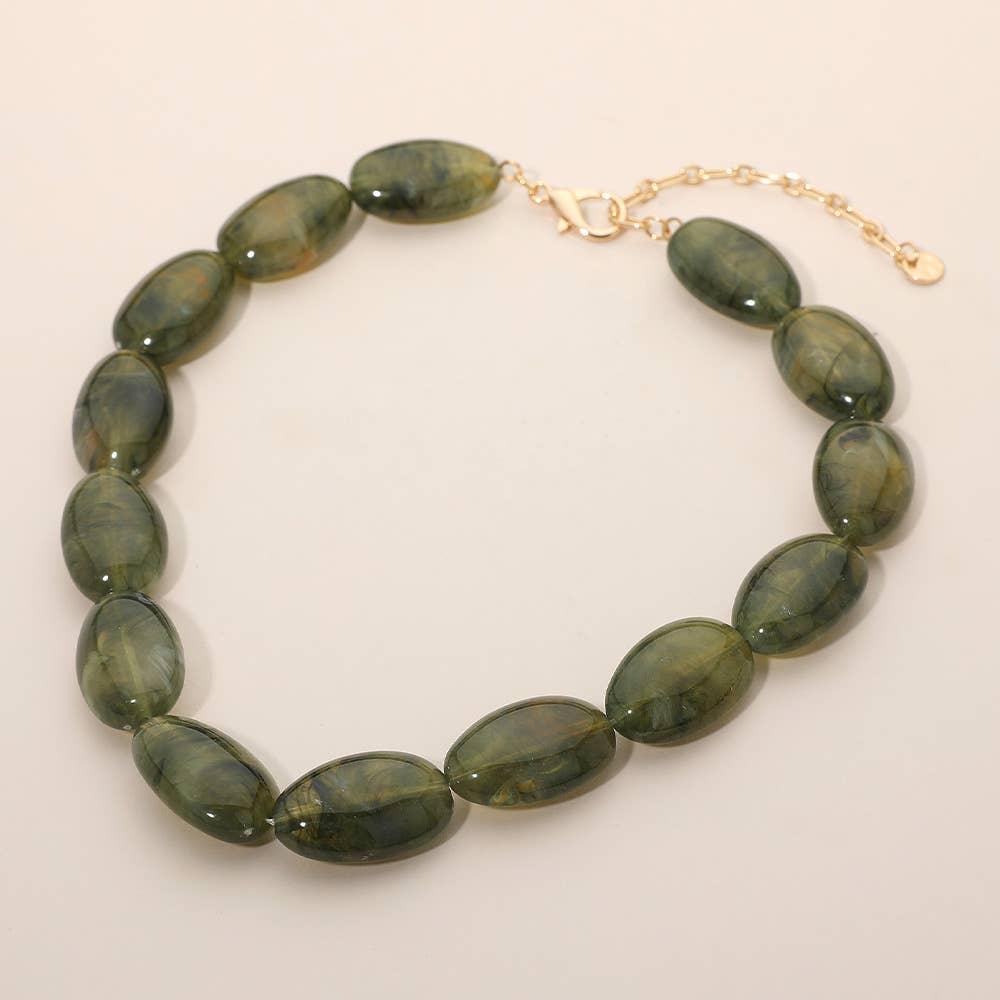 Chunky Marbled Pebble Beaded Statement Necklace - A3 Accessories - Jewelry - Clover + Bee