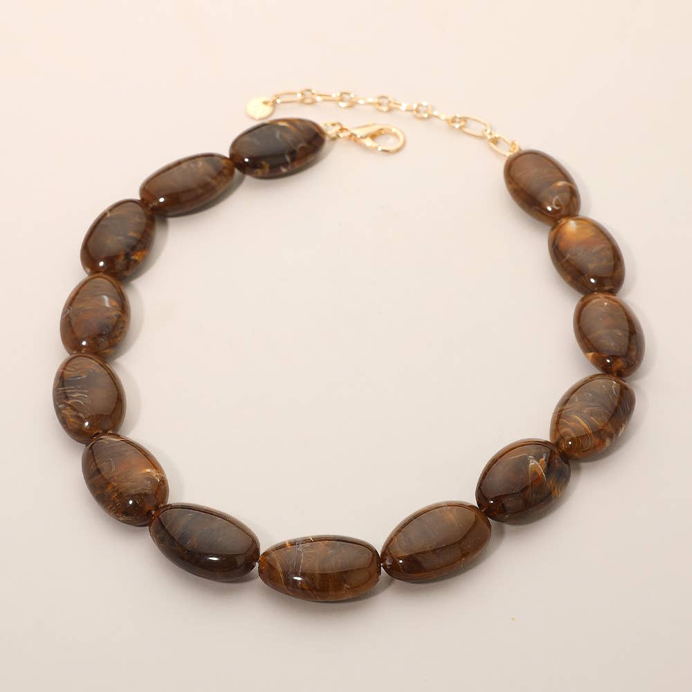 Chunky Marbled Pebble Beaded Statement Necklace - A3 Accessories - Jewelry - Clover + Bee