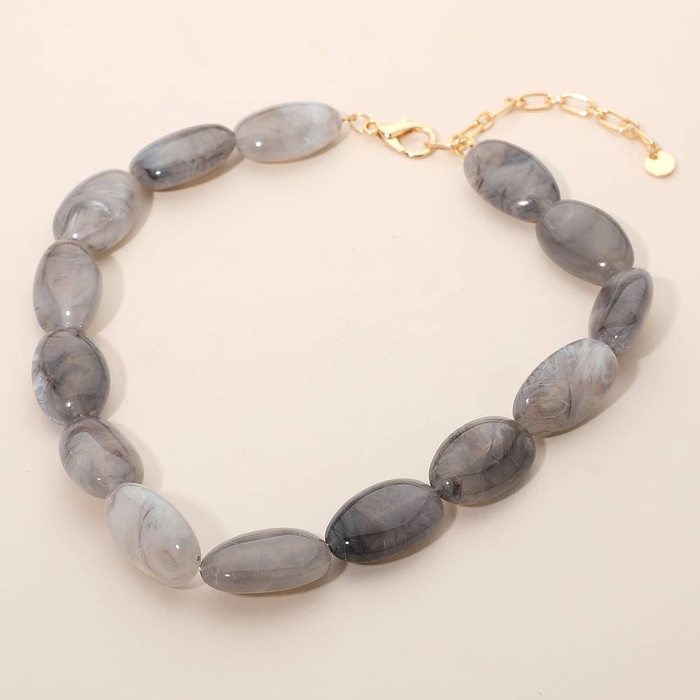 Chunky Marbled Pebble Beaded Statement Necklace - A3 Accessories - Jewelry - Clover + Bee