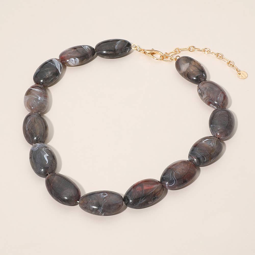 Chunky Marbled Pebble Beaded Statement Necklace - A3 Accessories - Jewelry - Clover + Bee