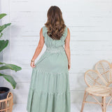 Peggy Green Gingham Tiered Maxi Dress