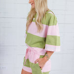 Claire Avocado + Pink Striped Top Polagram