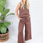 Claire Chocolate Denim Scoop Tank Karlie
