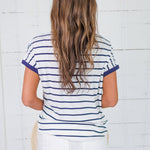 Claire Ivory + Navy Striped Tee Staccato