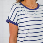 Claire Ivory + Navy Striped Tee Staccato