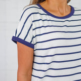 Claire Ivory + Navy Striped Tee Staccato