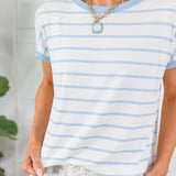 Claire Ivory + Sky Striped Tee Staccato