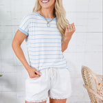 Claire Ivory + Sky Striped Tee Staccato