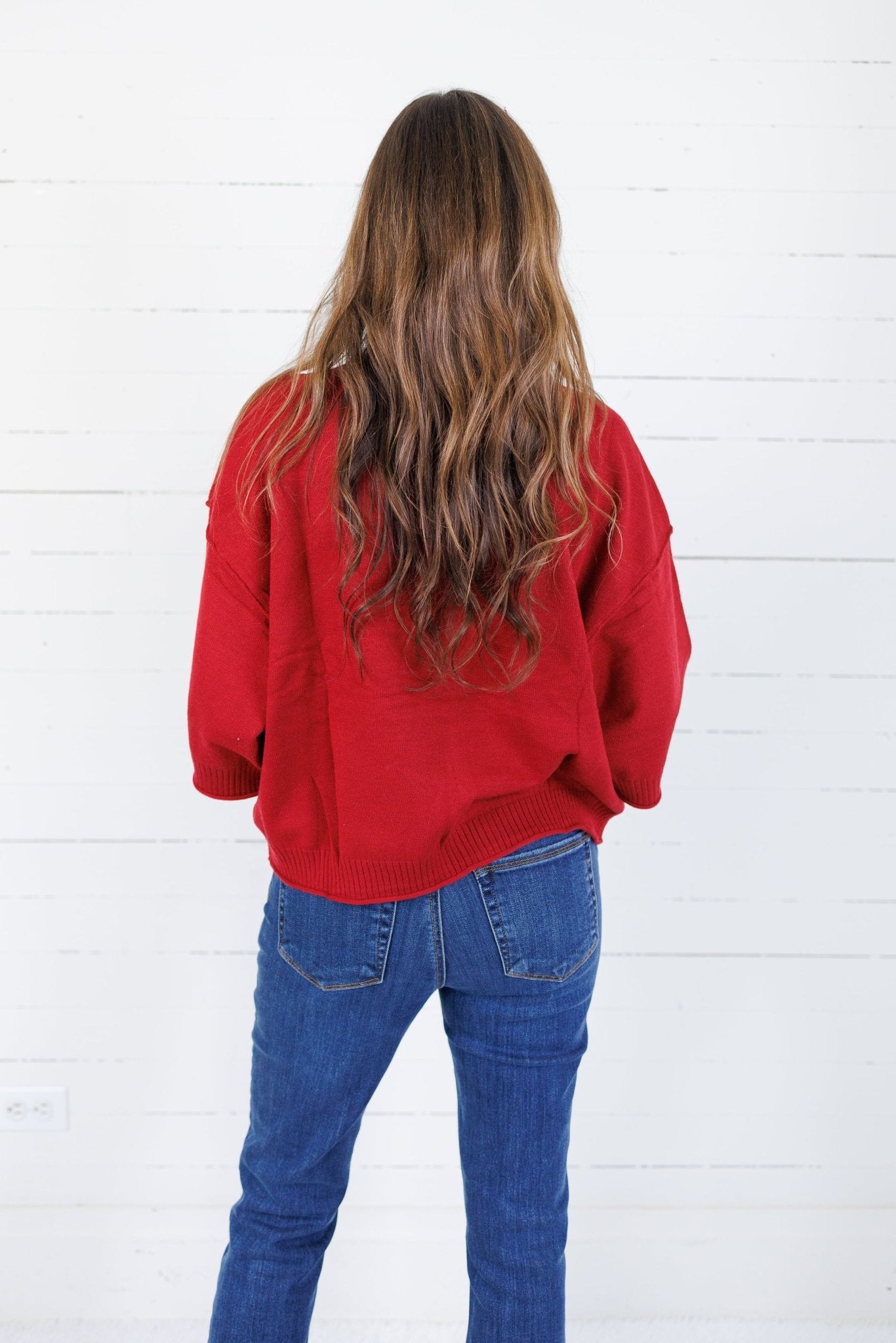 Clancy Burgundy Mock Neck Sweater Glam