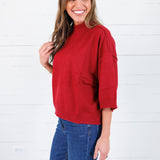 Clancy Burgundy Mock Neck Sweater Glam
