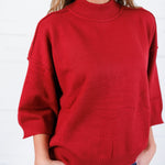Clancy Burgundy Mock Neck Sweater Glam