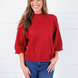 Clancy Burgundy Mock Neck Sweater Glam