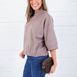 Clancy Mocha Mock Neck Sweater Glam