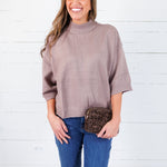 Clancy Mocha Mock Neck Sweater Glam