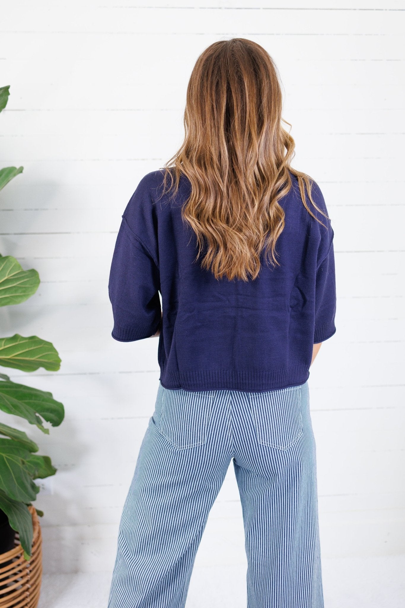Clancy Navy Mock Neck Sweater Glam