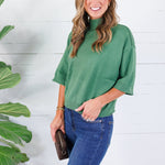 Clancy Olive Mock Neck Sweater Glam