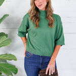 Clancy Olive Mock Neck Sweater Glam