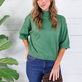 Clancy Olive Mock Neck Sweater Glam