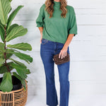 Clancy Olive Mock Neck Sweater Glam