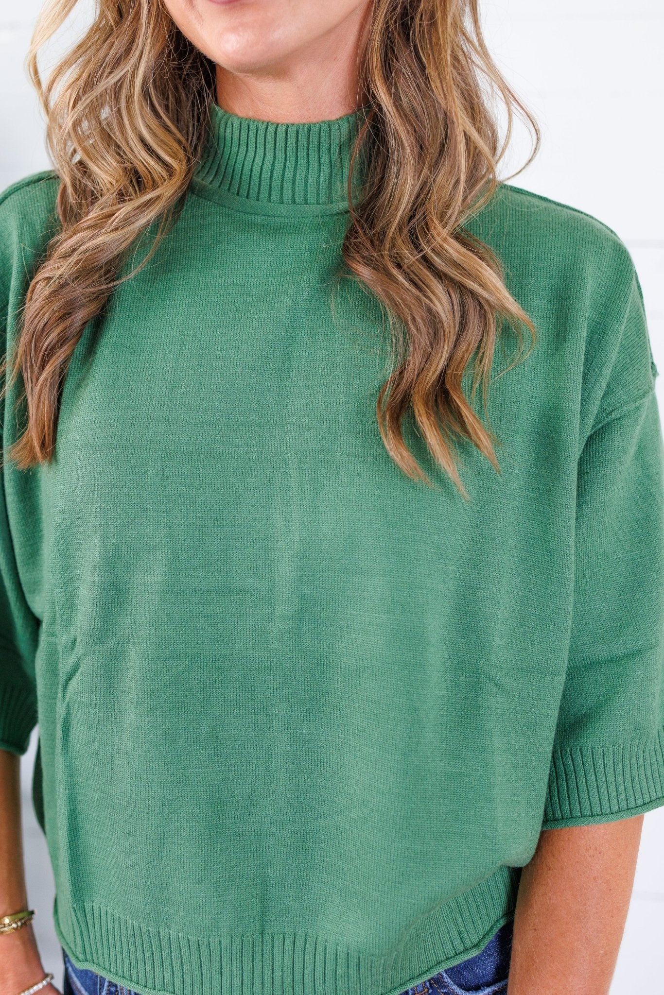 Clancy Olive Mock Neck Sweater Glam