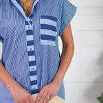 Clara Navy Stripes Mini Dress Entro