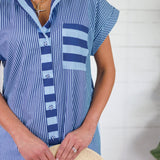 Clara Navy Stripes Mini Dress Entro