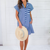 Clara Navy Stripes Mini Dress Entro
