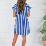 Clara Navy Stripes Mini Dress Entro