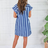 Clara Navy Stripes Mini Dress Entro