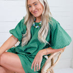 Clark Dotted Green Bubble Crop Top