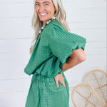 Clark Dotted Green Bubble Crop Top