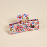 Colorful pencil case with a pattern on a beige background