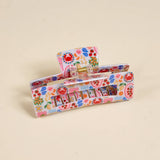 Colorful pencil case with a pattern on a beige background